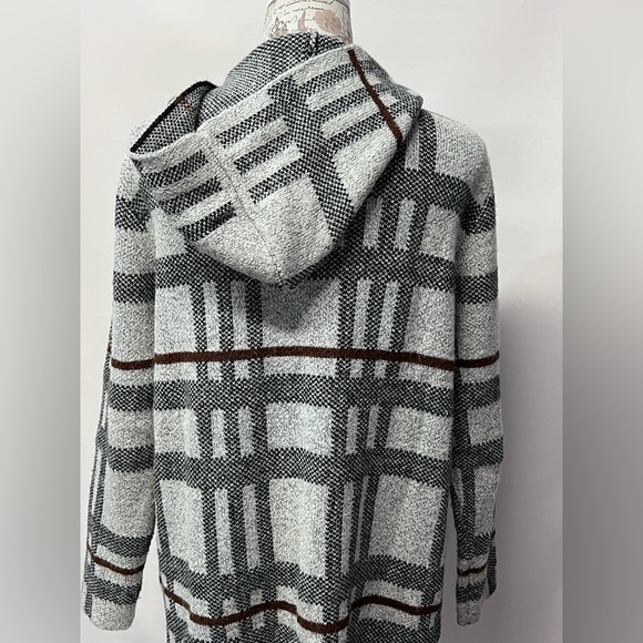 🛍️MONTEAU Black and gray hooded duster cardigan size L. - Picture 5 of 12